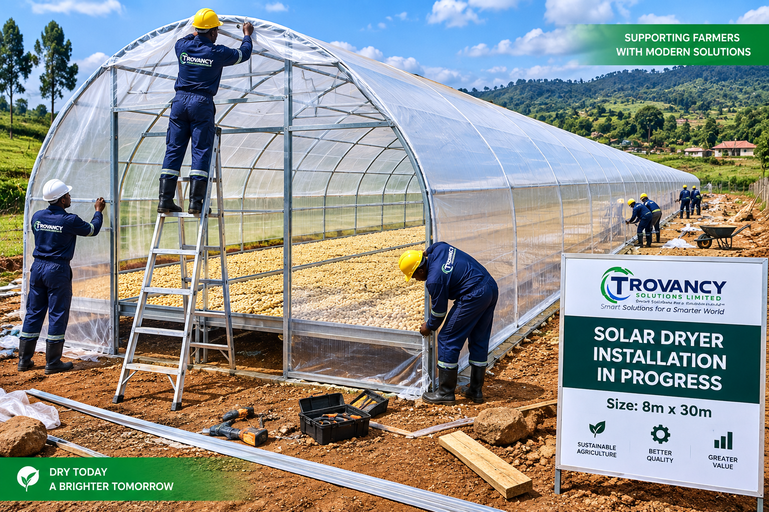 Solar Dryer Tunnel Installation